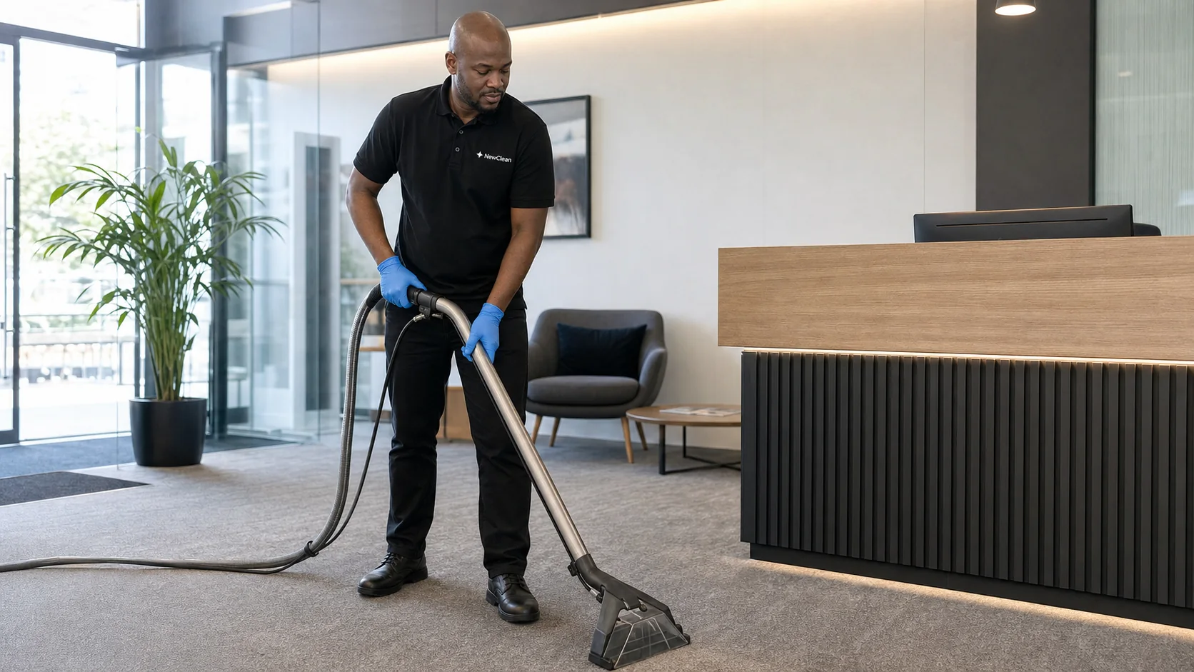 Specialist carpet cleaning equipment in use